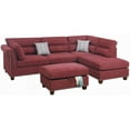 thumbnail image 2 of Paprika Red Velvet 3-Seater Sectional Sofa - Includes Reversible Chaise and Ottoman, 2 of 10