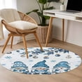thumbnail image 4 of Round Rug 3.3Ft Washable Non-Slip, Blue Gnomes Christmas Circle Area Rugs for Living Room Bedroom, Xmas Ball Gifts Botanical Snowflake Indoor Floor Mats Carpet Runner for Home Decor Aesthetic, 4 of 8