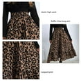 thumbnail image 6 of Skirt Leopard Print Ruffle Design Stylish Casual Elastic High Waist Women Midi Skirt Brown M, 6 of 6