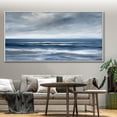 thumbnail image 4 of 3D Seascape Canvas Oil Painting 3D Textured Wall Art Hand-Painted Dark Blue Sea White Sky Painting Modern Custom Living Room Landscape Decor,Unstretched,Frameless,(61*122cm)24*48Inches, 4 of 5
