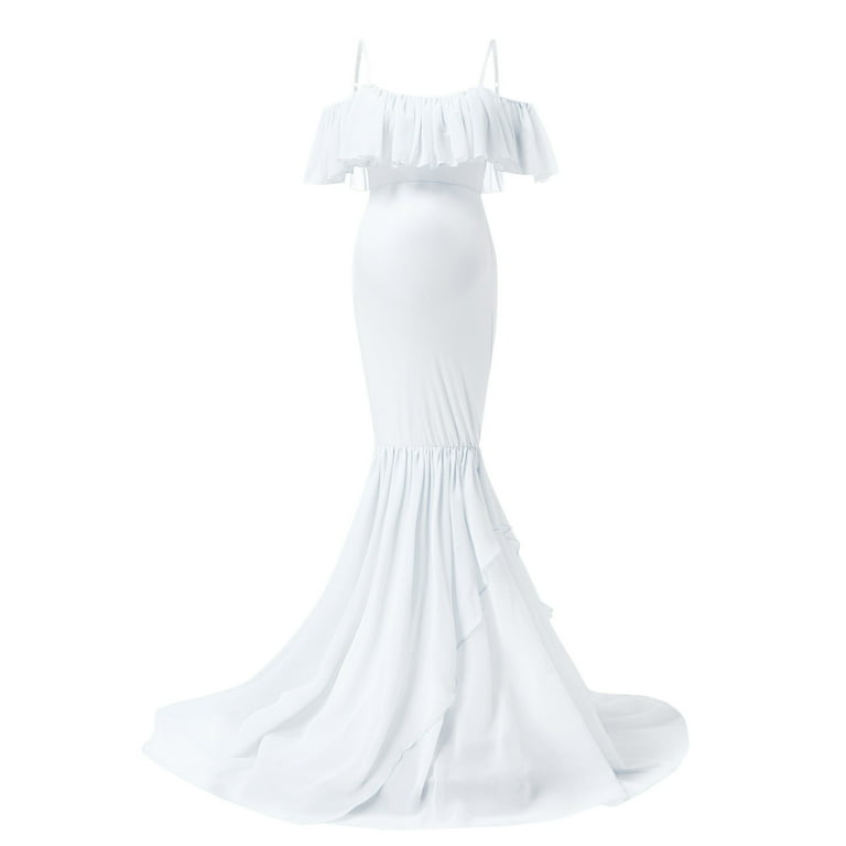 knee length dresses for ladies Pinkblush White Lace Overlay Maternity Maxi Dress main image 1