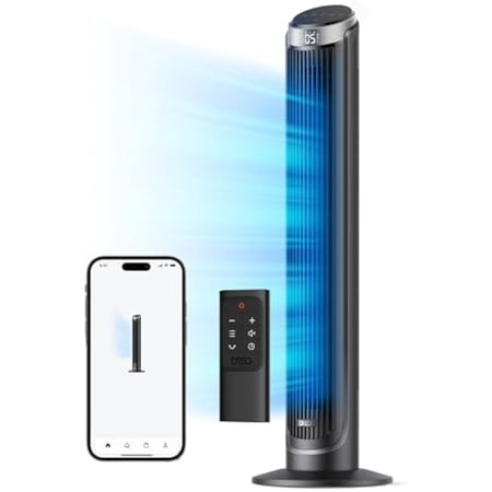 40-inch Bladeless Tower Fan with Remote - Quiet Bedroom Cooling, 5 Speeds & 4 Modes, 12H Timer, Energy Efficient (Tower Fan, Quiet Fan, Oscillating Fan, Remote Control, Home Office)