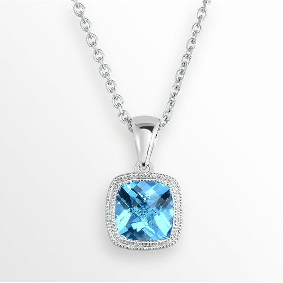 STERLING SILVER BLUE TOPAZ PENDANT