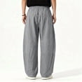 thumbnail image 5 of XuJwPNcy Linen Pants Men Lightweight Classic Elastic Waist Trousers Breathable Beach Pants Loose Casual Clothes for Men(Gray,Large), 5 of 6