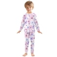 thumbnail image 3 of Dailycode Cotton Pajama Set Snug Fit Long Sleeve Top and Pants for 18M-8Y Sweet Watercolor Flower, 3 of 7