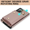 thumbnail image 5 of Crossbody for Samsung Galaxy Note 20 Phone Case for Women, Wallet Case with Credit Card Holder Shoulder Strap & Wrist Lanyard Shockproof Purse Back Flip 360 Ring Holder Kickstand Case,Rosegold, 5 of 8