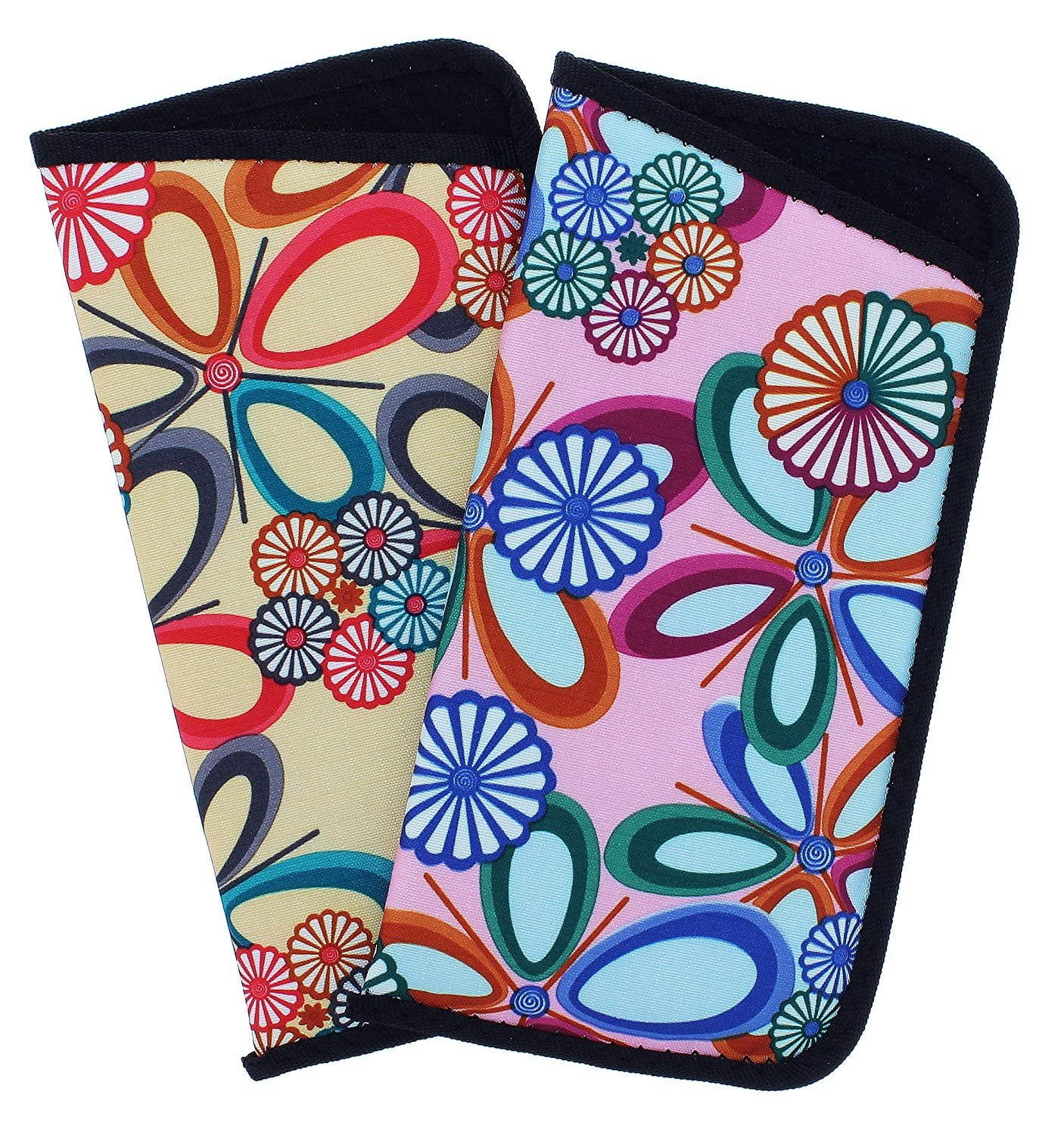 2 Pack Soft Slip In Eyeglass Case For Women, Reading Glasses Case Pink