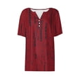 thumbnail image 4 of Alllist Short Sleeve Tshirts Shirts for Women Boho Henley Shirts V Neck Casual Tops for Women Red,Xl, 4 of 5