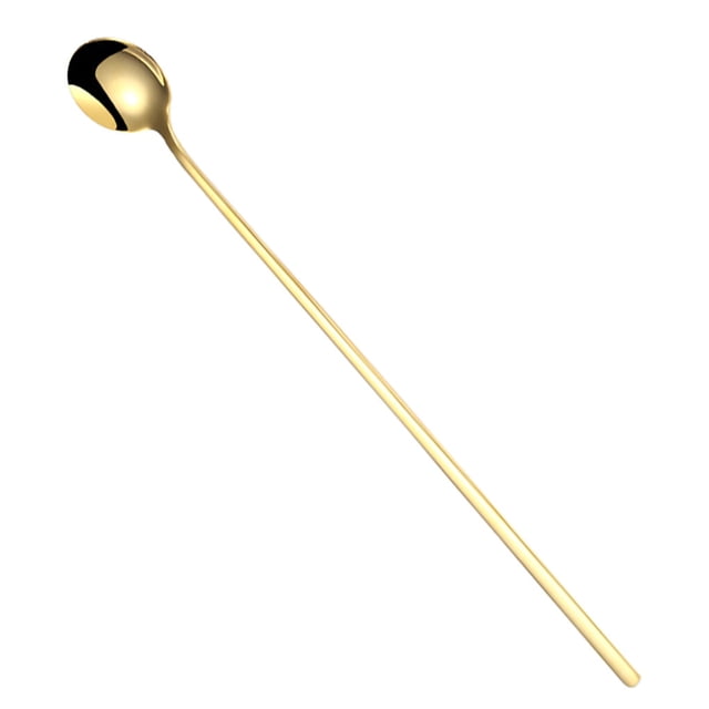 Naiovety 6 uds café té cuchara para revolver mango largo helado postre cucharas respetuoso con el medio ambiente vajilla de acero inoxidable Mostrada