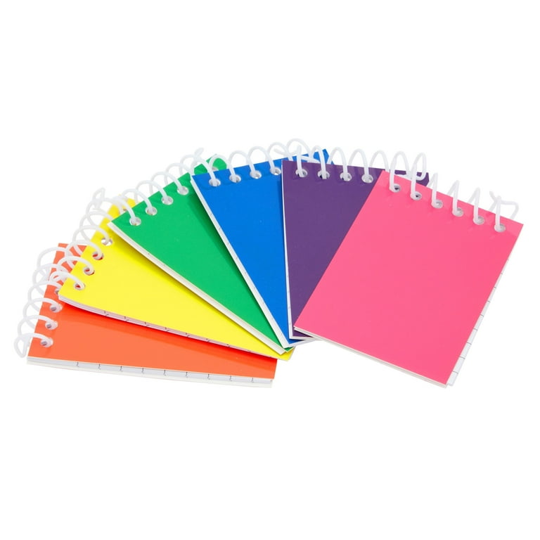 24 Pack Small Notepads for Kids Party Favors - Top Spiral Mini Notebooks  Bulk for Stocking Stuffers, Classroom Reward (6 Rainbow Colors, 2.25x3.5  In) 