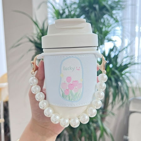 

450ml Portable Stainless Steel with Sleeve Tulip Flower Vacuum Flasks Water Bottle Thermal Mug Coffee Cup BLUE