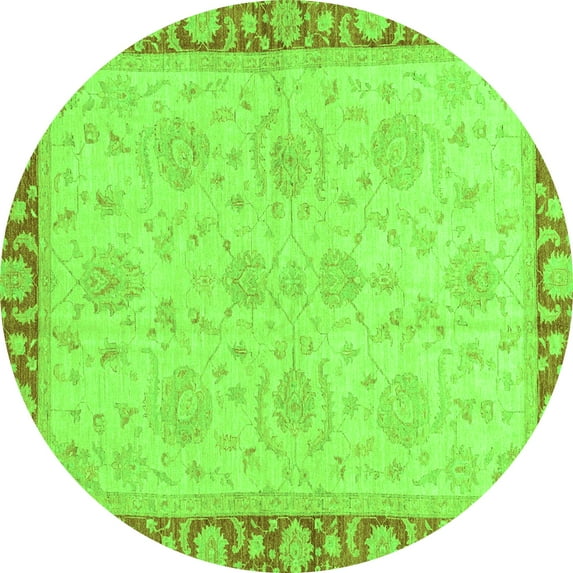 Ahgly Company Indoor Round Oriental Green Traditional Area Rugs, 5' Round