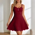 thumbnail image 3 of Hugcore Night Dress for Women Sleepwear, Cute Night Gowns for Women Sleeveless Cami Sleep Dress Loungewear Soft Chemise Nighties Tank Nightgowns for Women Wine M, 3 of 7
