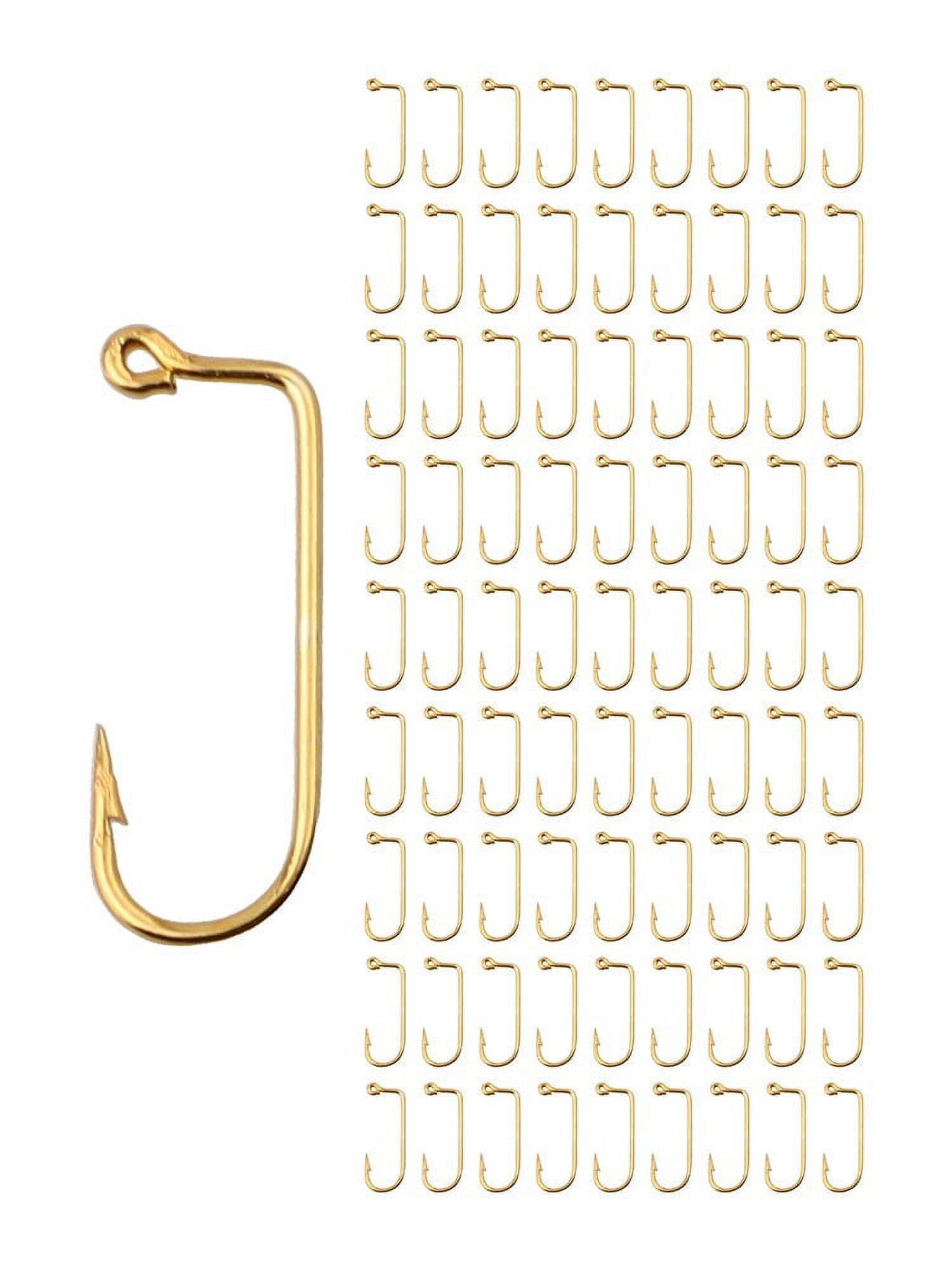 100Pcs Golden Color 90 Degree for Crankhook Worm Lure Barbed Fishing Hooks 8#