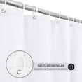 thumbnail image 4 of Cortina de Baño para Ducha, Tela Impermeable y Antimoho, con Ojales de Metal y 12 Ganchos, Tejido de Poliéster Grueso, Lavable a Máquina, Apto para Hoteles y Casa, Blanco, 4 of 4