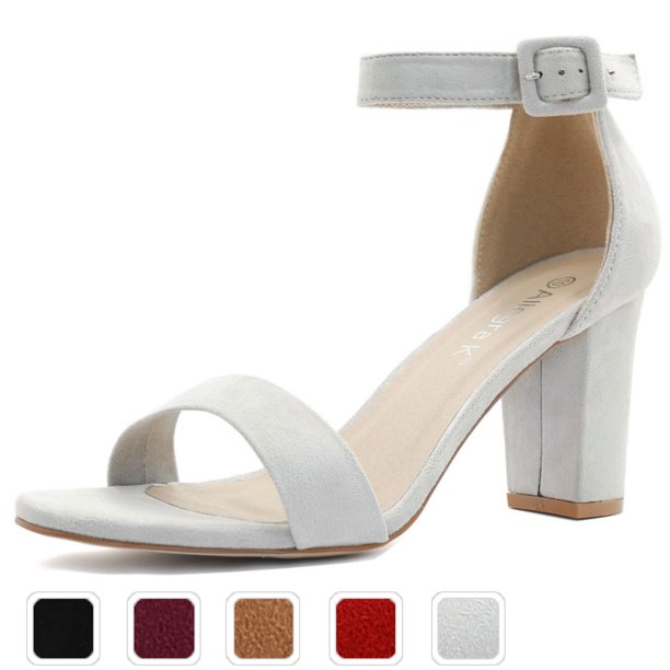 allegra k women's open toe block heel ankle strap sandals