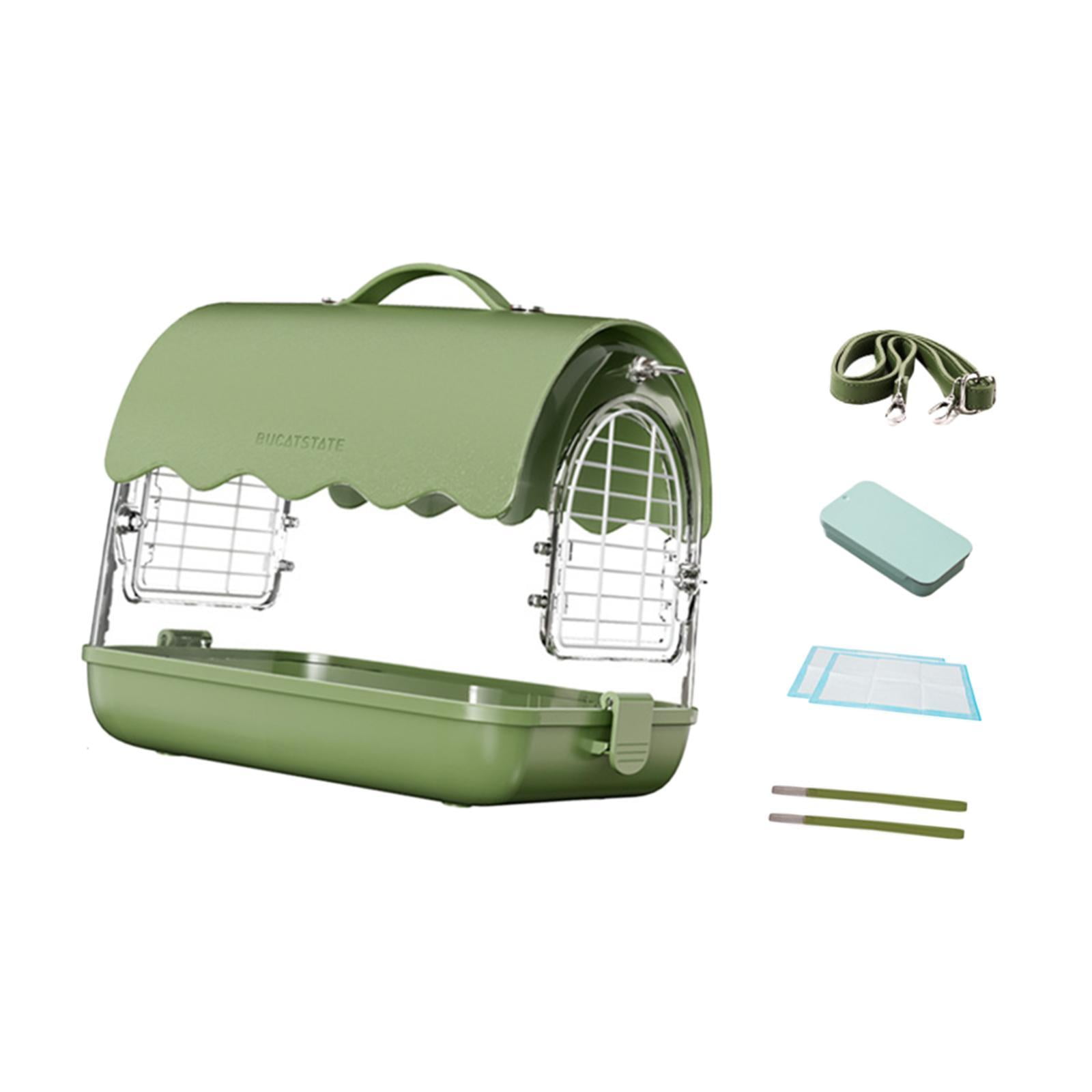Fzaqwen Acrylic Villa Bird Cage Bird Travel Cage with Shoulder Straps Easy to Clean Bird PU Leather Green