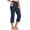 Dark Blue, variant on Bloomae Women's Yoga Capris Pants High Waist Leggings Crop Straight Leg Side Slit Athletic Exercise Workout Capris with Pockets Army Green XL