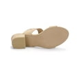 thumbnail image 6 of BLISSFUL STEP Women's Shoes Dual Straps Mid Block Heel Slide Sandals Beige 8.5, 6 of 8