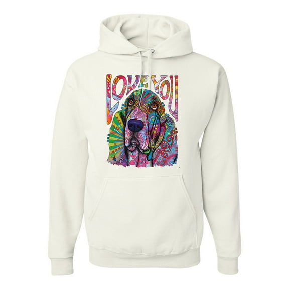 Colorful Beagle | Dogs Love You | Dean Russo Art Animal Lover Unisex Hoodie Sweatshirt, White, 3X-Large