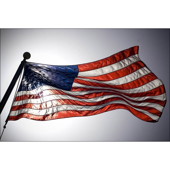 24"x36" Gallery Poster, united states of America flag flies prominently