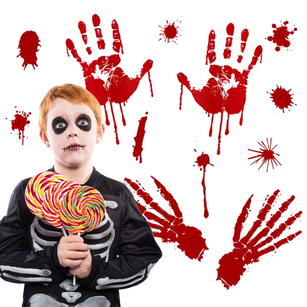 Bloody Handprint Footprint Halloween Decorations Creepy Blood Splatter Wall Decals for Vampire Zombie Spooky Window Stickers for Halloween Party Decorations 130 PCS Halloween Window Clings
