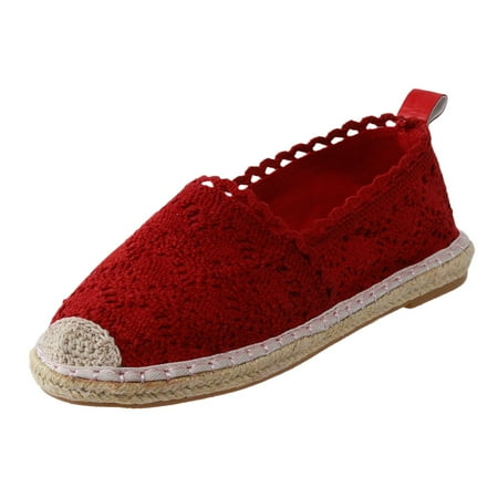 

nsendm Women S Shoes Casual Women Hollow Platform Casual Shoes Solid Color Breathable Flats Women Shoes Summer Wedge Red 6.5