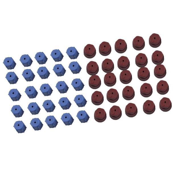 Paquete de 50 tapas de servicio de puerto de carga de servicio de aire acondicionado R134a de 13 mm y 16 mm, presión y baja (azul baja + marrón a Macarena Tapas de servicio del puerto de carga de CA