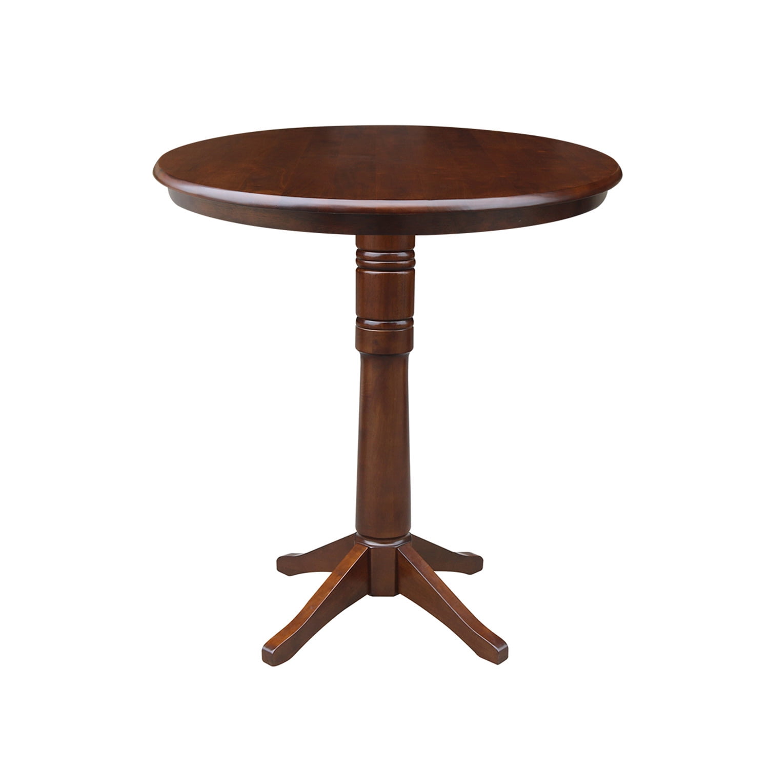 36'' Round Solid Wood Bar Height Pedestal Dining Table in Espresso by