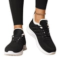 thumbnail image 4 of DLONGLI Women's Diabetic Orthopedic Arch Support Wide Width Winter Walking Shoes Fleece Lined Lace Up Breathable Knit Warm Cushioned Non-Slip Casual Shoes for Cold Weather, 4 of 7