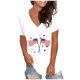 thumbnail image 2 of Puntoco 2024 tops de verano para mujer, tops de moda para mujer, Color sólido, cuello en V, Día de la independencia, encaje, bola de pelo, manga abombada, manga corta, 2 of 5