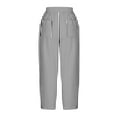 thumbnail image 5 of Aboser Womens Cropped Pants Casual Wide Leg Beach Pants Drawstring High Waist Lounge Pants Loose Cotton Linen Trousers with Pockets, 5 of 5