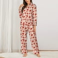 thumbnail image 2 of Salouo Ladybugs With Heart Spots Pattern Women's Pajamas Set Long Sleeve Button Down Sleepwear Soft Pj Lounge Sets for women 2 Piece Pjs Set with Long Pants-XX-Large, 2 of 7