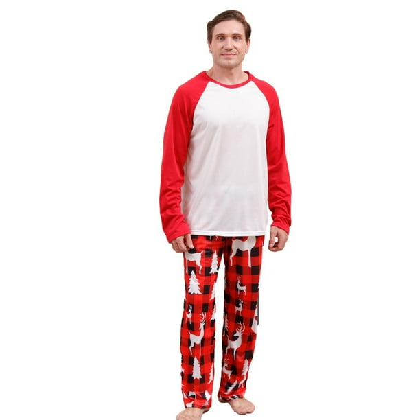 Christmas Pajamas Plus Size Santa Elf Reindeer Print Family Christmas Pjs Matching Sets Fashion Loose Long Sleeve Top and Plaid Pants M 3XL Christmas Gifts for Men on Clearance Walmart