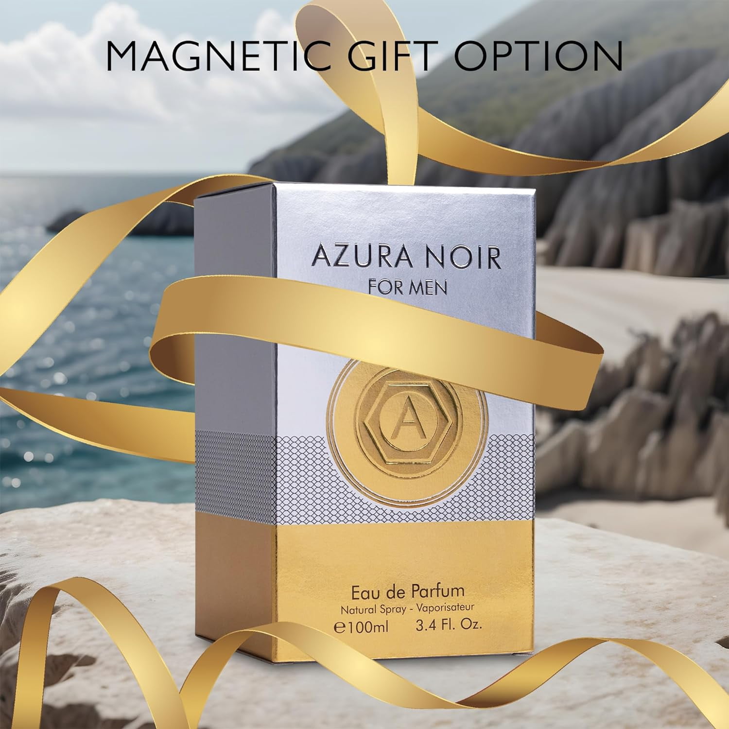 Azura Noir Eau De Parfum for Men, Woody Spicy Cologne with Citrus Notes, Long-Lasting, 100ml