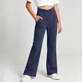 thumbnail image 2 of 7-8 Years Juniors Girls Outerwear Leggings Yoga Pants Slightly Flared Wide Leg Fitness And Dance Pants Jogger Trousers for Fall and Winter Navy Girl Pants, 2 of 5