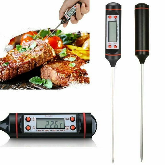 Barbecue Digital Thermometer Plug-in Probe Type Straight Metal Probe Type Speed Reading Display Liquid Meat-Instant Reading Food Thermometer for Frying, Baking, Outdoor Cooking, Barbecuing