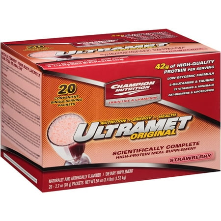 Champion Nutrition originale Ultramet Fraise Complément alimentaire en poudre, 2,7 oz, 20 count