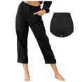 thumbnail image 2 of Cargo Pants for Women Dressy Casual Back Elastic Waist Linen with Pocket Trousers, 2 of 6