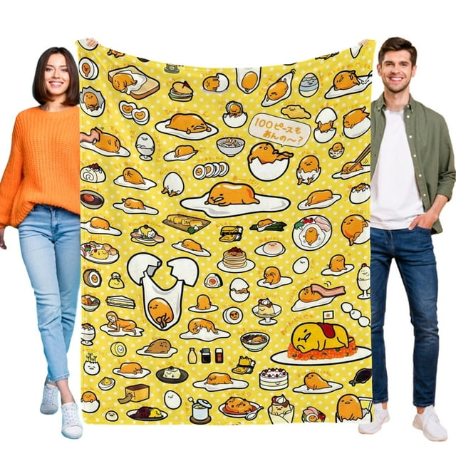 Gudetama (Huevo Perezoso) anti-pilling, suave, ligera, esponjosa y acogedora de lujo para hogar y cocina – Perfecta para niños y adultos,80X100cm