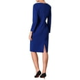 thumbnail image 3 of INSPIRE CHIC Women's Dress Formal Asymmetrical Neck Long Sleeve Midi Stretch Dresses S Royal Blue, 3 of 5