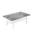 thumbnail image 5 of Smilegend Modern Rectangle Coffee Table with Tempered Glass Tabletop and White Metal Legs, Durable Construction and Sturdy Support, 5 of 8