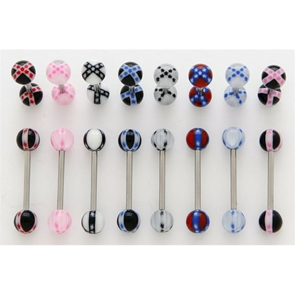 X Tongue Ring/Snake Eyes/Nipple UV 14G (1.6mm) Acrylic (Blue Black) (B/4/5)