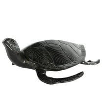 15" x 6" Black Aluminum Metal Carved Sea Turtle Sculpture, by DecMode
