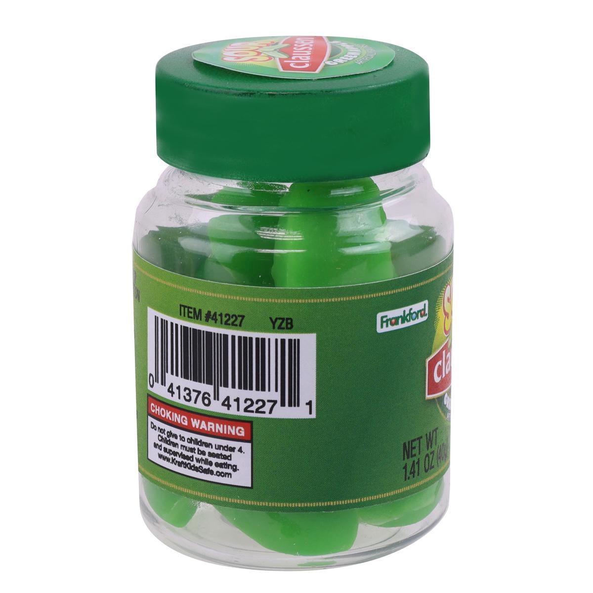 (4 pack) Frankford Claussen Sour Apple Flavored Mini Pickle Gummy Candy Jar, 1.41 Ounces