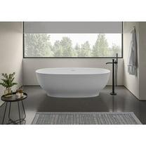 Ruvati 69-inch White epiStone Solid Surface Oval Freestanding Bath Tub Viola