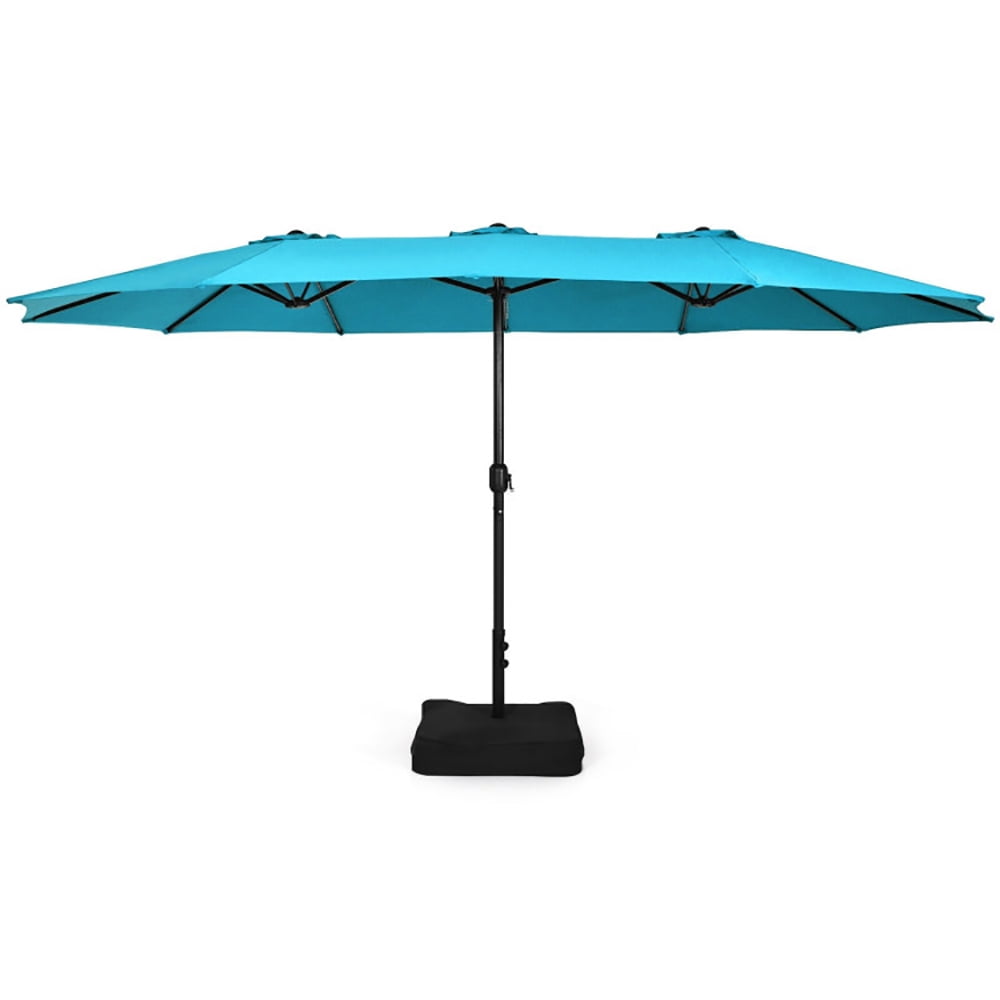 Aimee Lii 15 Feet Double-Sided Twin Patio Umbrella with Crank and Base, Sunbrella Patio Umbrellas, Turquoise