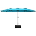 thumbnail image 2 of Canddidliike 15 Feet Double-Sided Twin Patio Umbrella with Crank and Base-Turquoise, Outdoor Table Umbrella, Yard Umbrella, Patio Umbrellas for Outdoor Patio Backyard Garden Lawn Sun Shade, 2 of 9