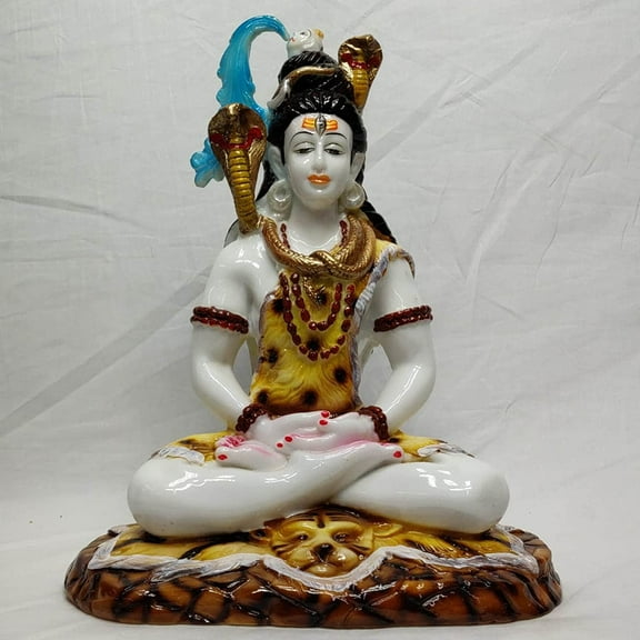 Indian God Shiva Statue Lord Shiva Idol Shiv Figurine Mahadev Statue Shiv Murti Hindu God and Destroyer of Evil Sculpture in Resin Shiva in Meditation India Home Temple Mandir Item - AtoZ India Cart