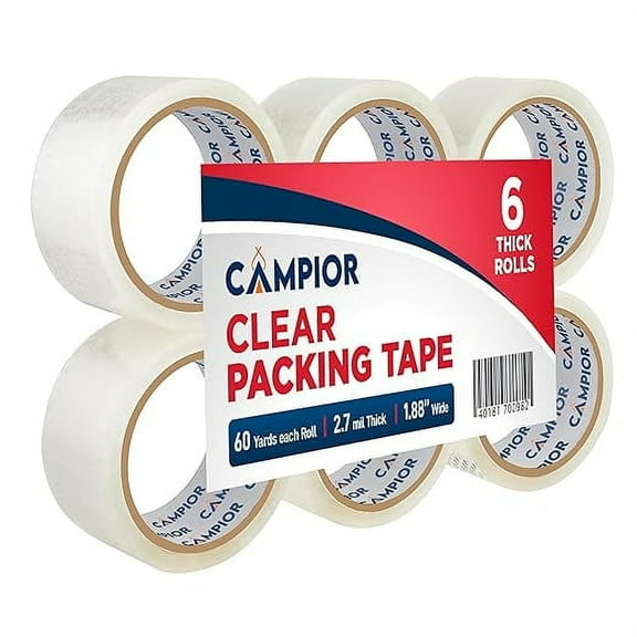 Clear Packing Tape - Heavy Duty Packaging Tape for Shipping, Packaging, and Sealing, 1.88 In x 60 Yards, 2.7mil Thick, For Personal and Professional Use, Thick Clear Packing Tape, 6 Tape Rolls